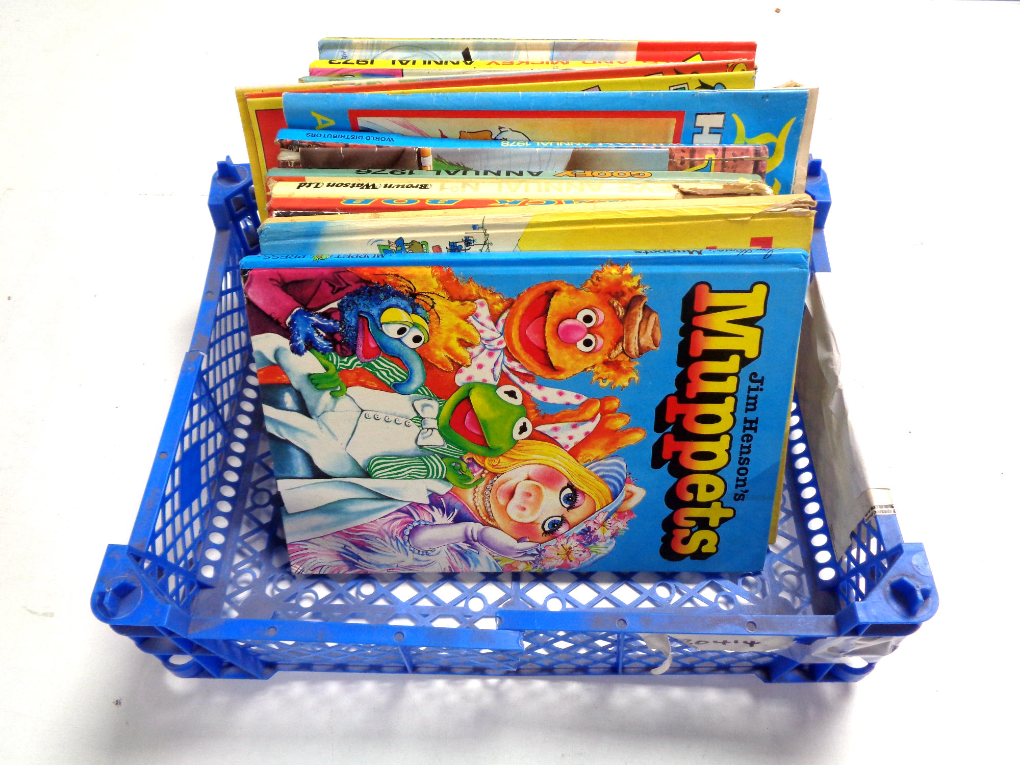 A crate containing children's annuals