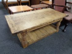 An oak refectory style coffee table