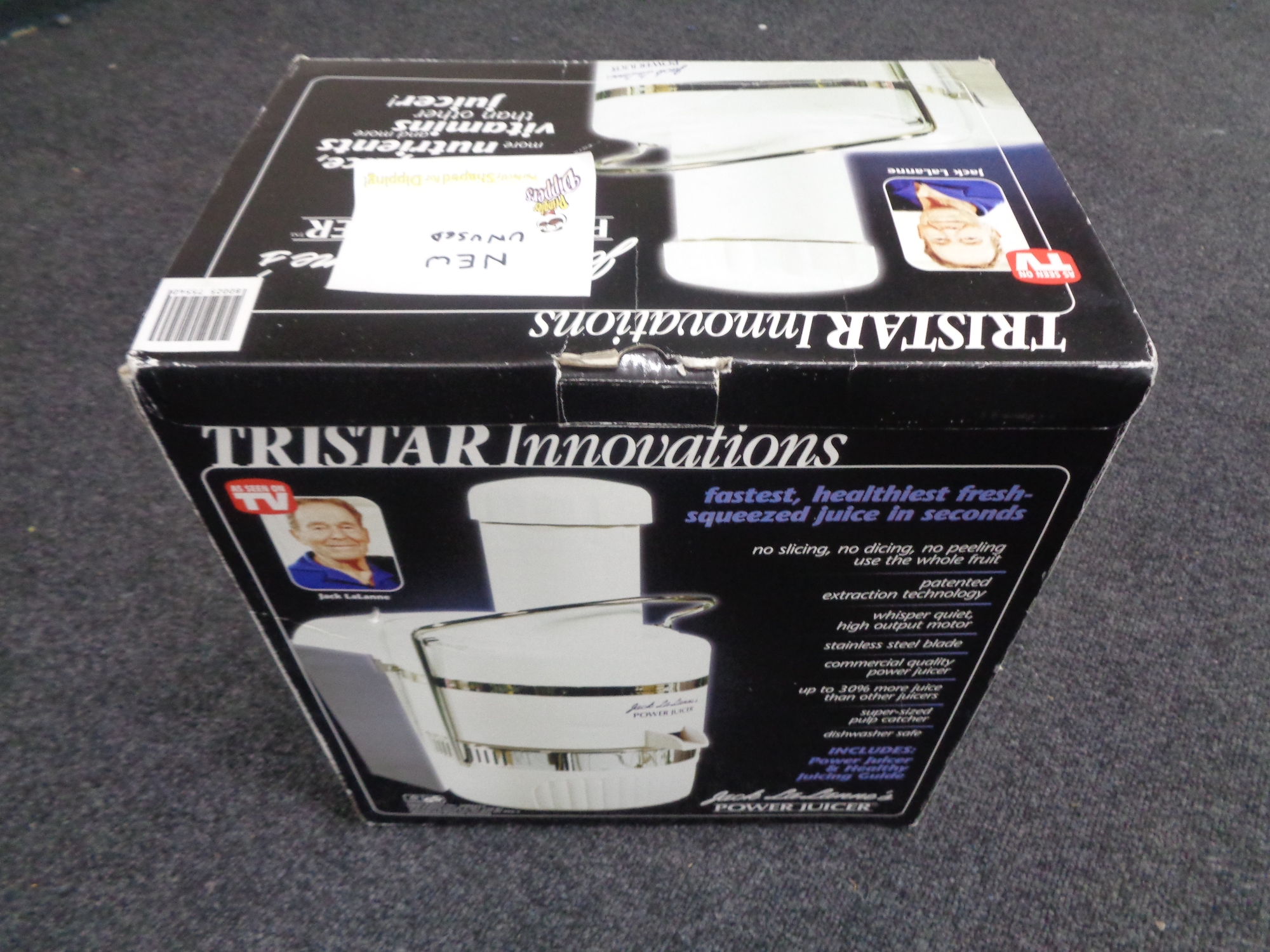 A boxed Tristar power juicer.