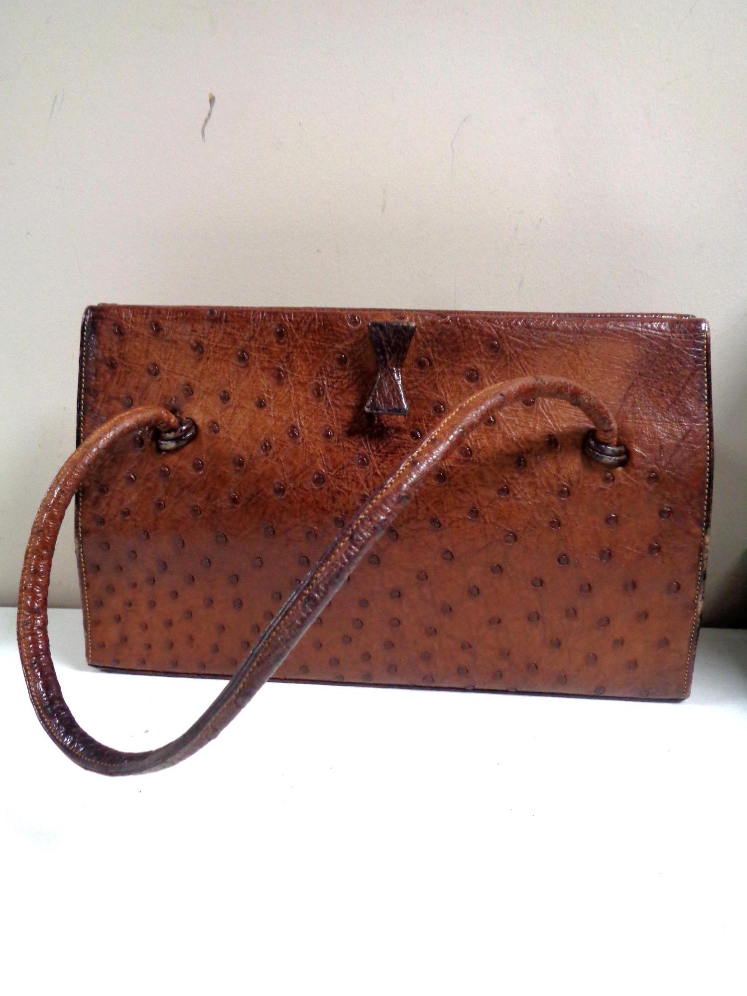 A lady's ostrich leather handbag