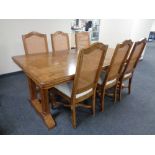 A John Lewis Frank Hudson poppy oak and ash refectory extending dining table,