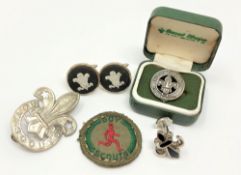 A small quantity of Boy Scout related items including silver badge,