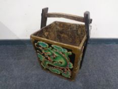 A Chinese lacquered rice bucket