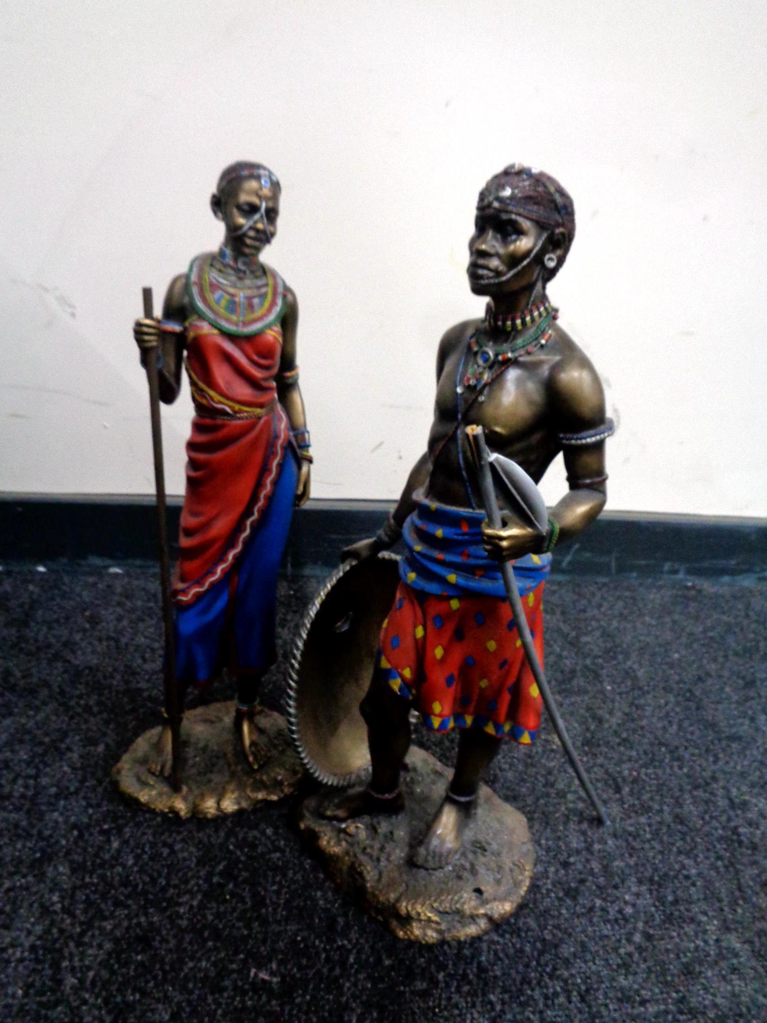 A pair of Leonardo Collection Massai figures