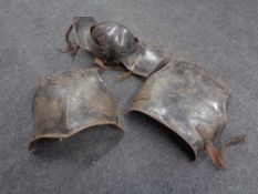 A reproduction Civil War style breastplate and helmet