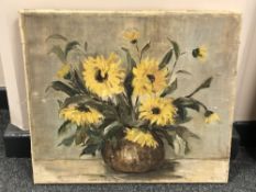 Continental school : Still life with sunflowers, oil on canvas,