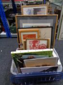 A box of 20th century pictures and prints,