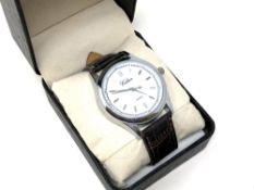 A gent's stainless steel Celsior quartz wristwatch, boxed.