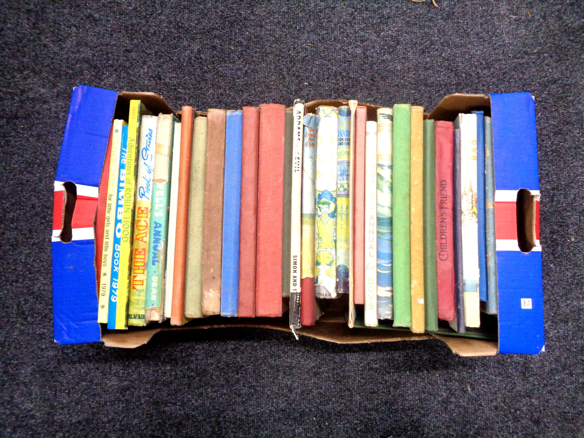 A box containing a quantity of antiquarian and later children's books.