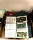 A box of a large quantity of cigarette cards in albums