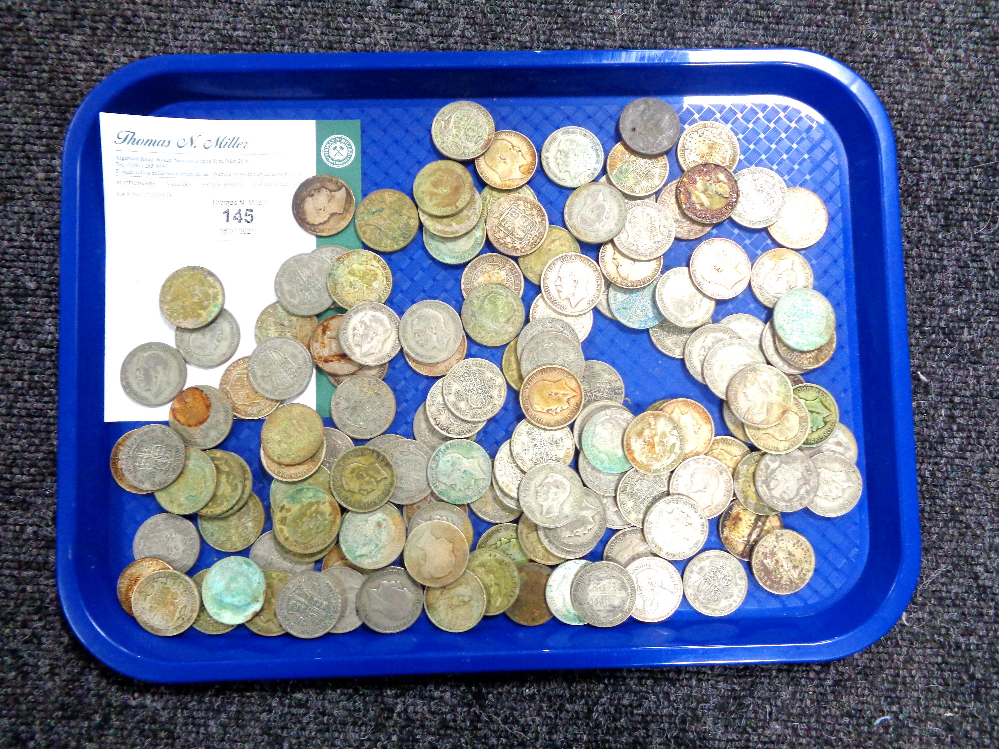 A collection of coins, mostly silver grade pre 1947, Victorian half crowns etc,