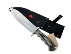 A Rough Rider hunting knife, blade length 22 cm, with black nylon sheath.