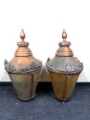 A large pair of reproduction copper effect lanterns