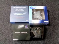A boxed Falcon Models 1:72 series die cast aircraft together with a boxed Sky Guardians Europe Sea