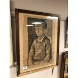 Continental school : Study of a child, charcoal drawing, 32 x 47 cm, framed.