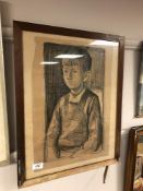 Continental school : Study of a child, charcoal drawing, 32 x 47 cm, framed.