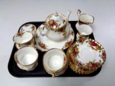 A tray containing 24 pieces of Royal Albert Old Country Roses tea china.