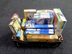 A box containing a large quantity of boxed plastic modelling kits, aircraft by Airfix,