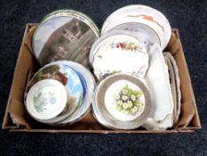 A box containing a large quantity of assorted wall plates to include Royal Doulton