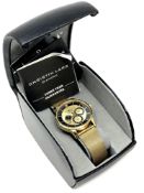 A gent's gold plated Christin Lars quartz wristwatch, boxed.