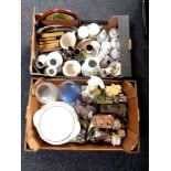 Two boxes of miscellaneous china, ornaments,