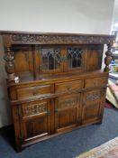 An Old Charm carved oak buffet back sideboard