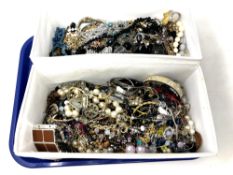 A tray containing a large quantity of costume jewellery.