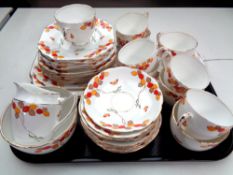 A thirty-eight piece antique Diamond china hand painted tea service