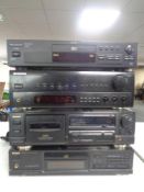 An Aiwa AD-F450 stereo cassette deck together with an Aiwa XC-300 compact disc player,