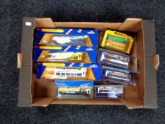 A box containing eight boxed Corgi die cast buses