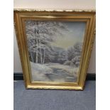 A continental school oil on canvas, winter landscape,
