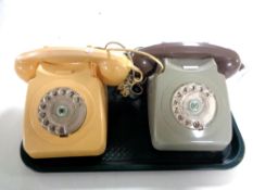 Two Bakelite telephones