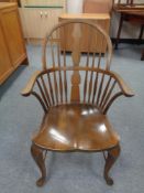 A stained beech Windsor armchair