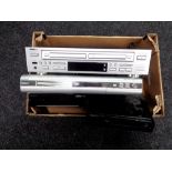 A box of Welltech CD twin deck recorder, Phillips DVD recorder, Freeview box,