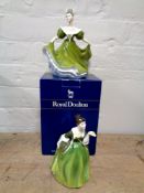 A Royal Doulton figure, Fleur HN2366 signed to base, together with a further Royal Doulton figure,