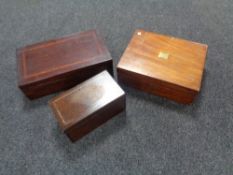 Three antique mahogany boxes