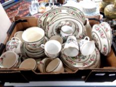 A box containing a quantity of Johnson Brothers and Royal Grafton Indian Tree tea and dinner china