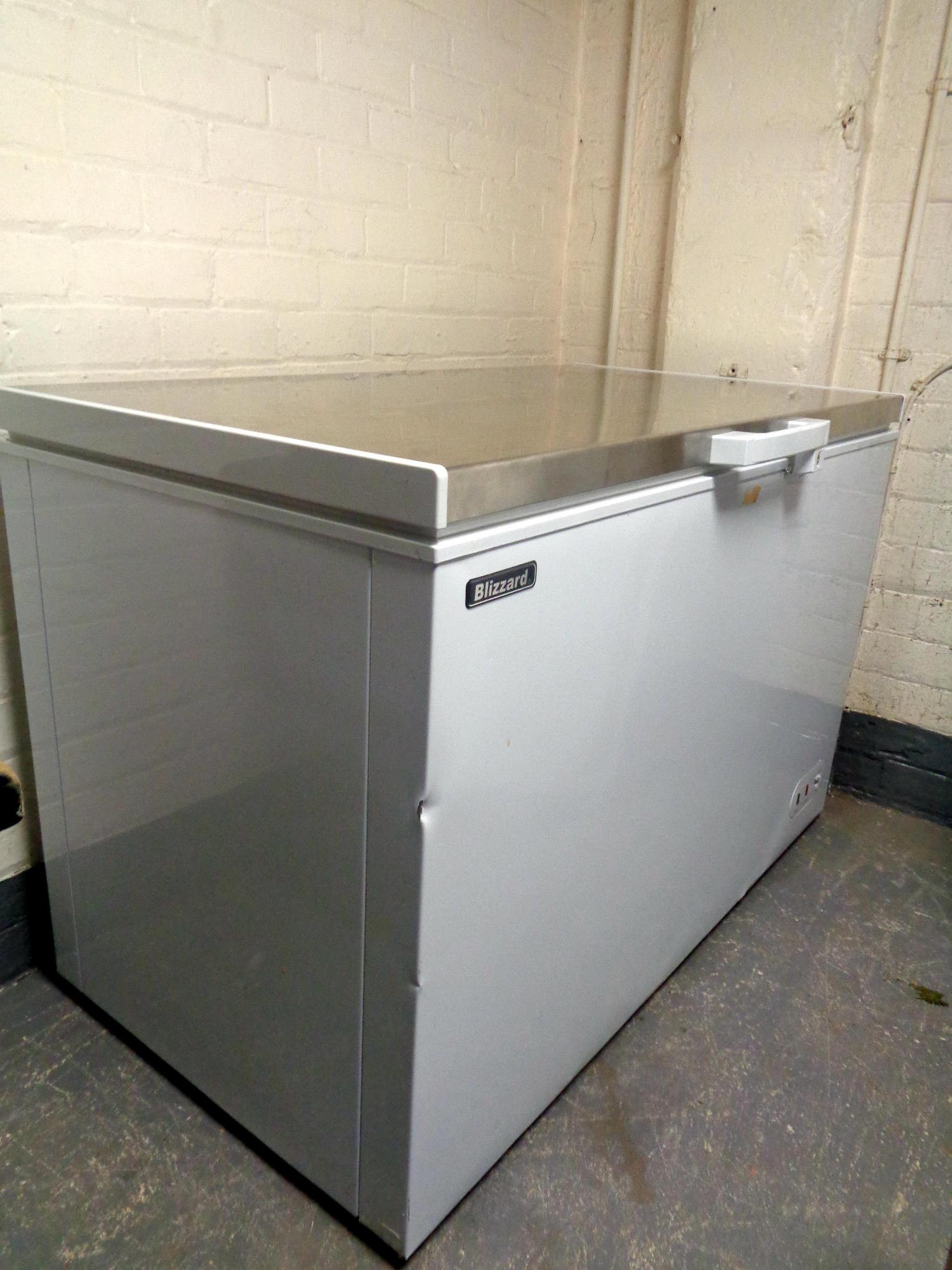 A Blizzard stainless steel topped chest freezer,