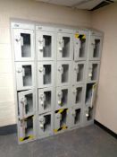 Five metal four door lockers,