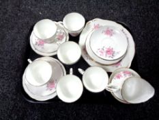 A tray containing a twenty-one piece Duchess bone china tea service