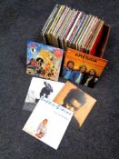 A box containing a quantity of vinyl LPs to include OMD, Chicago, Dire Straits, Rod Stewart,