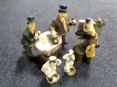 A tray containing contemporary Laurel and Hardy figures