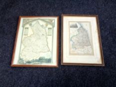 Two framed maps of Northumberland