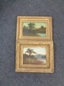 Two antiquarian oils on boards, rural scenes,