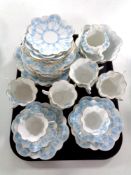 A 38 piece antique Foley china blue and white tea service CONDITION REPORT: One of