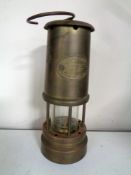 A brass Hockley Lamp and Limelight Company miner's lamp