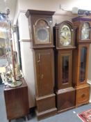 An early 20th century painted longcase clock with painted dial,