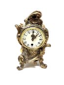 A 20th century gilt metal French desk clock, height 15.