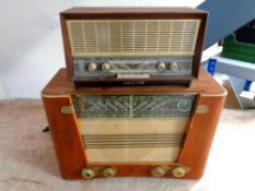 An Art Deco Phillips walnut cased valve radio together with a further Phillips teak cased radio