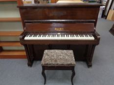 A Coronet model piano by Boyd of London together with storage piano stool